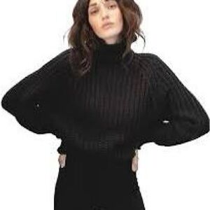 NWT SIZE M LBLC the Label Classic Black Cowl Neck Sweater